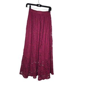 L'affaire Magenta Pink Floral Lace Maxi Skirt Whimsigoth Fairy Pull On NWT S